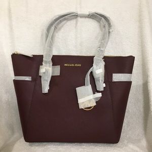 Michael Kors Charlotte Saffiano Leather Tote Handbag